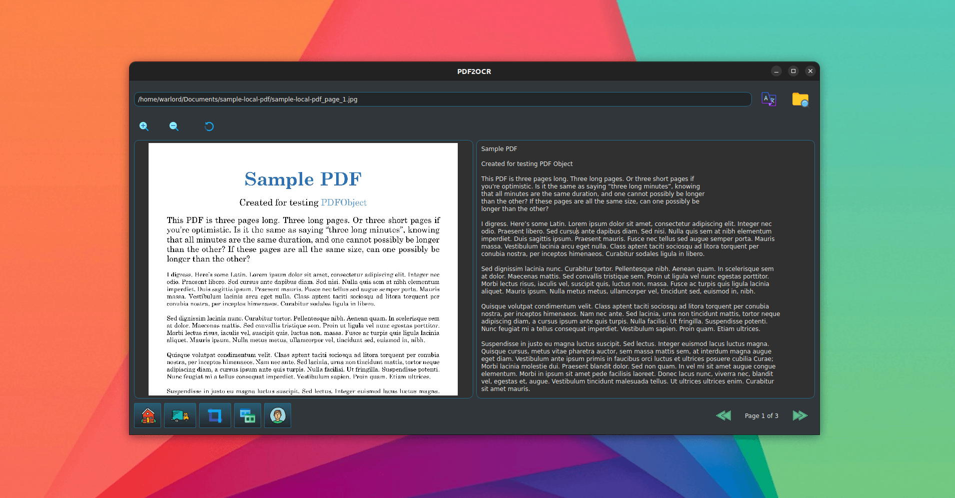 PDF2OCR PRO running on Linux