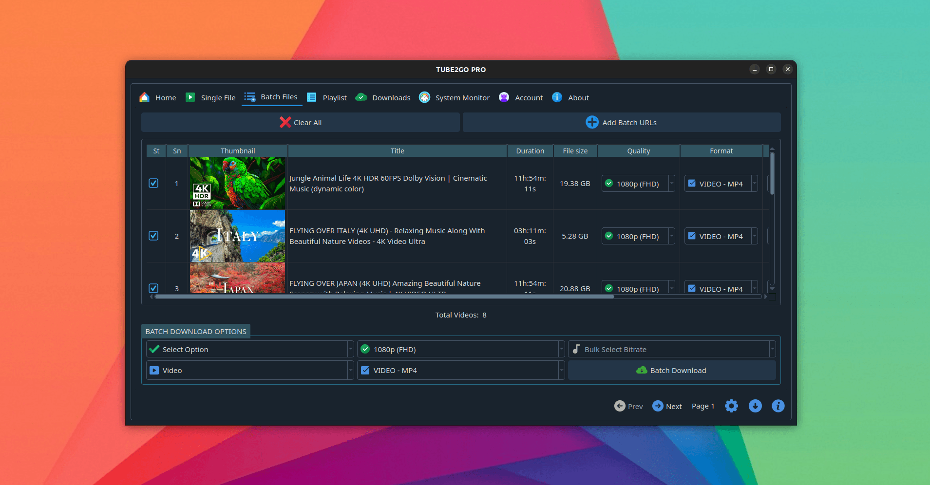 TUBE2GO PRO running on Linux